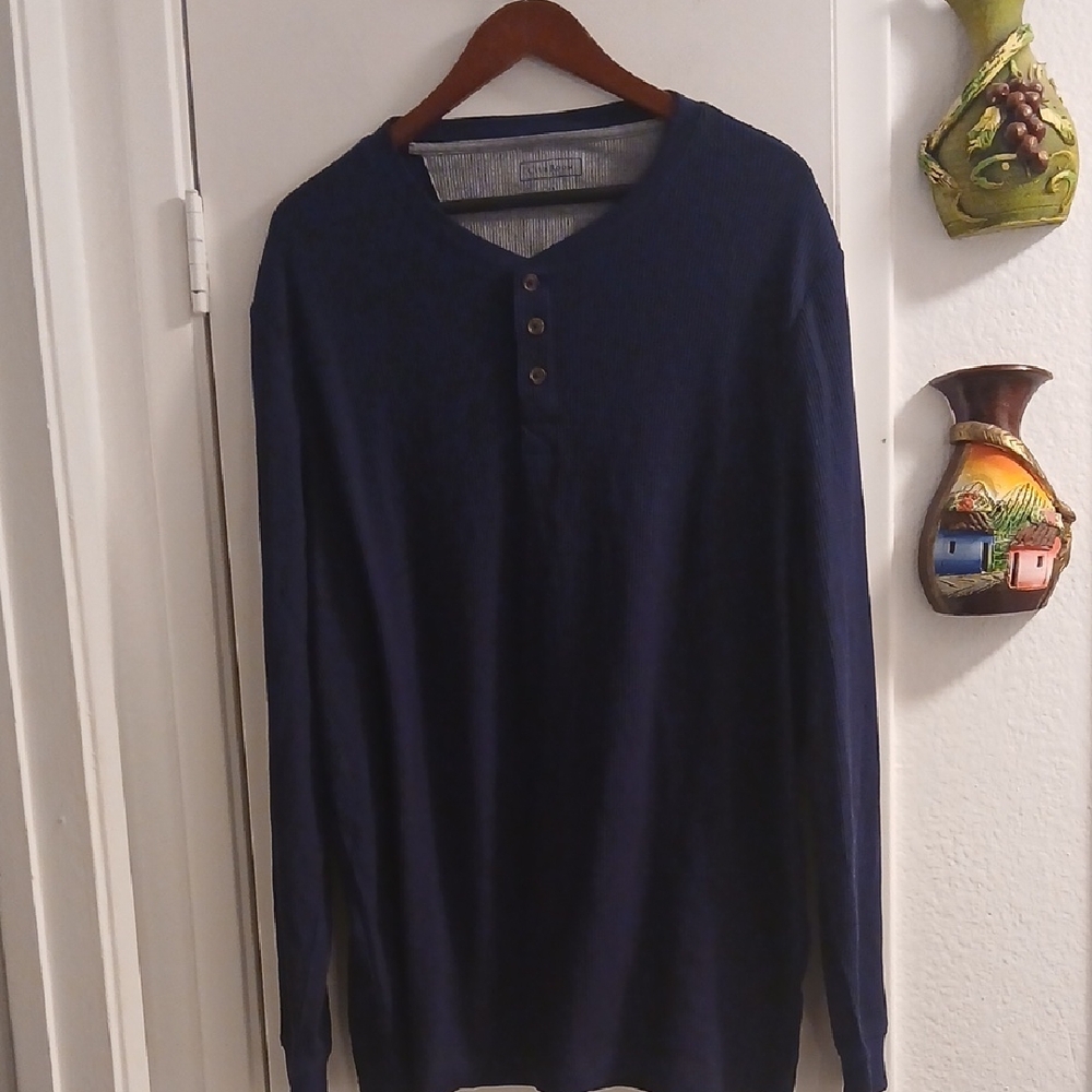 Club Room Dark Blue Long Sleeve Henley Thermal XL 2 Available